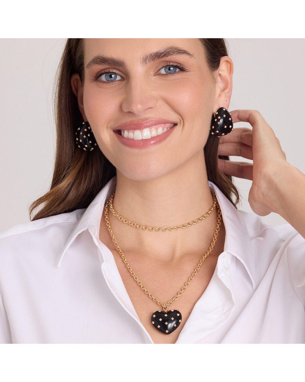 Michael Nash Jewelry Metallic Ophelia Resin Studded Heart Pendant