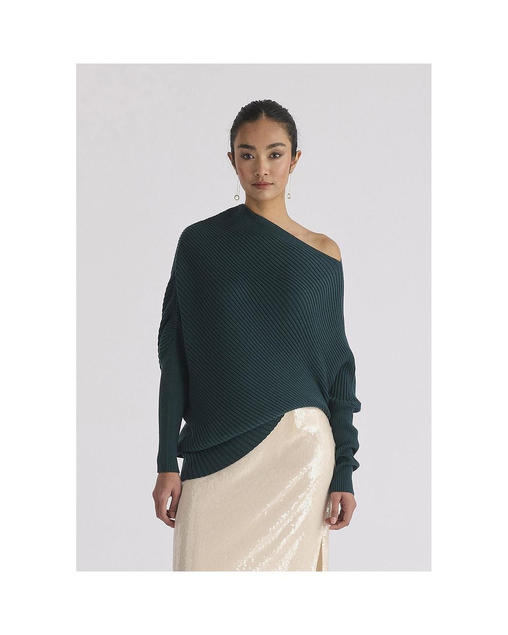 Paisie Green Draped Knitted Jumper