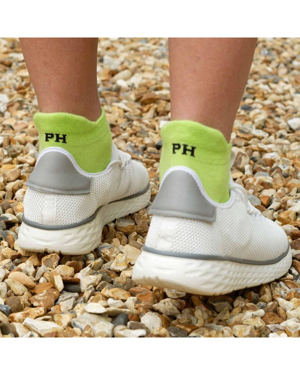 Peper Harow - Made in England Green Block Stripe & Neon Organic Trainer Socks Bundle for men