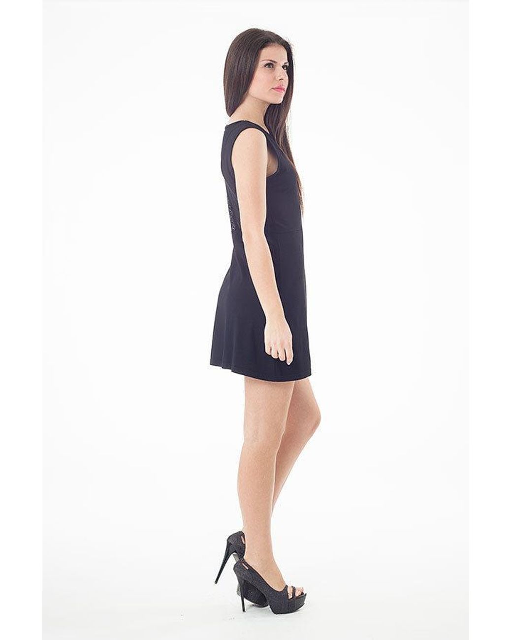 Conquista Black Lace Detail Skater Dress