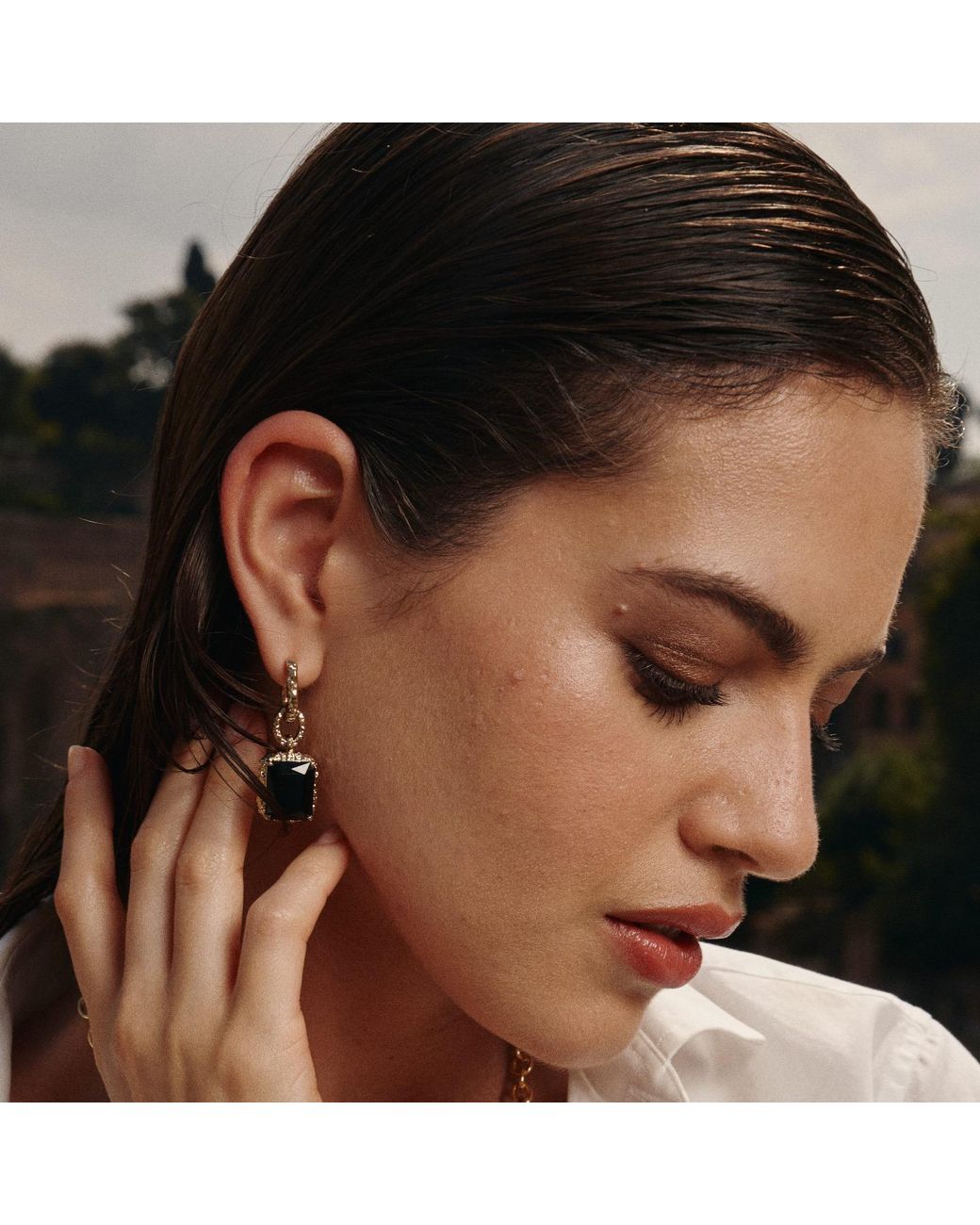 Retro Chic Metallic Agate Lava Earrings