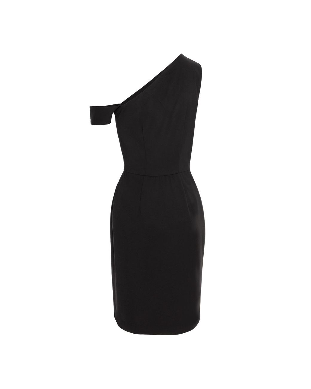 AVENUE No.29 Black Asymmetrical Neckline Bodycon Midi Dress