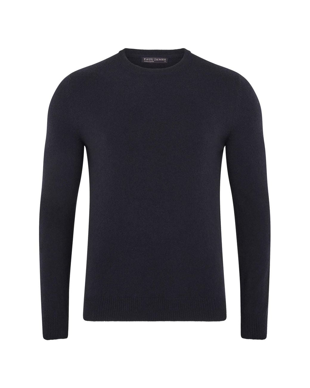 Paul James Knitwear Blue Lightweight Merino Cashmere Marius Crew Neck Jumper for men