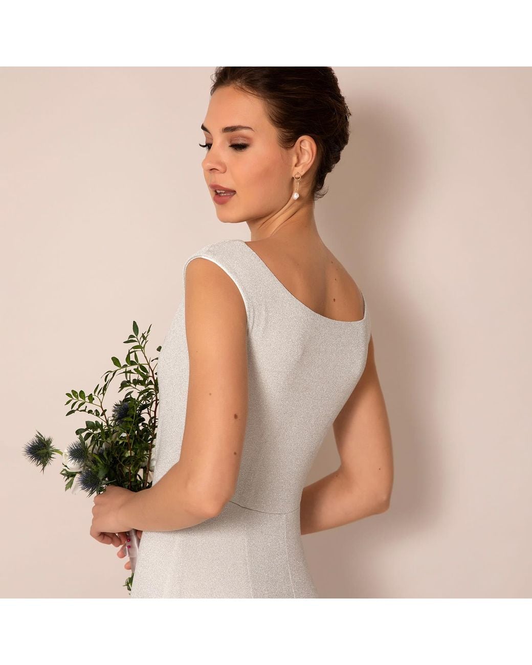 Alie Street London White Cruise Cowl Neck Maxi Dress Moonstone Shimmer
