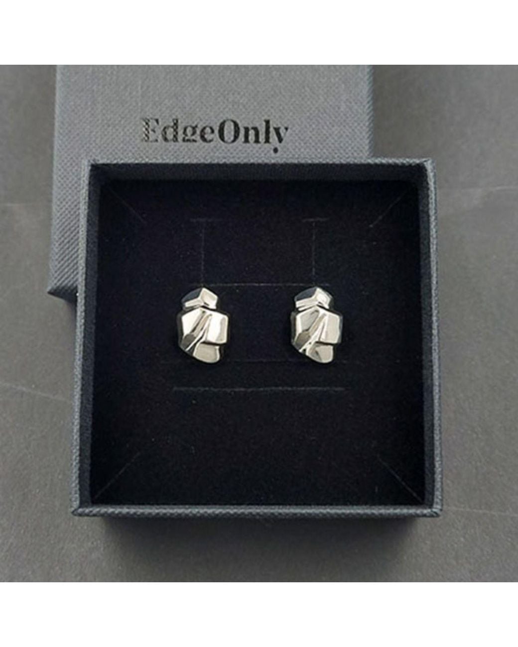 Edge Only Metallic Rock Earrings Sterling