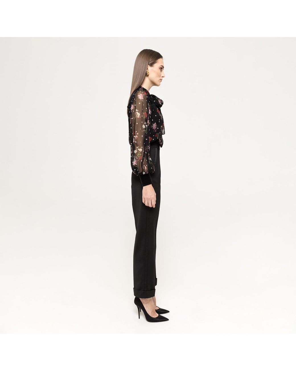 Nissa Black Tailored Wool Pants