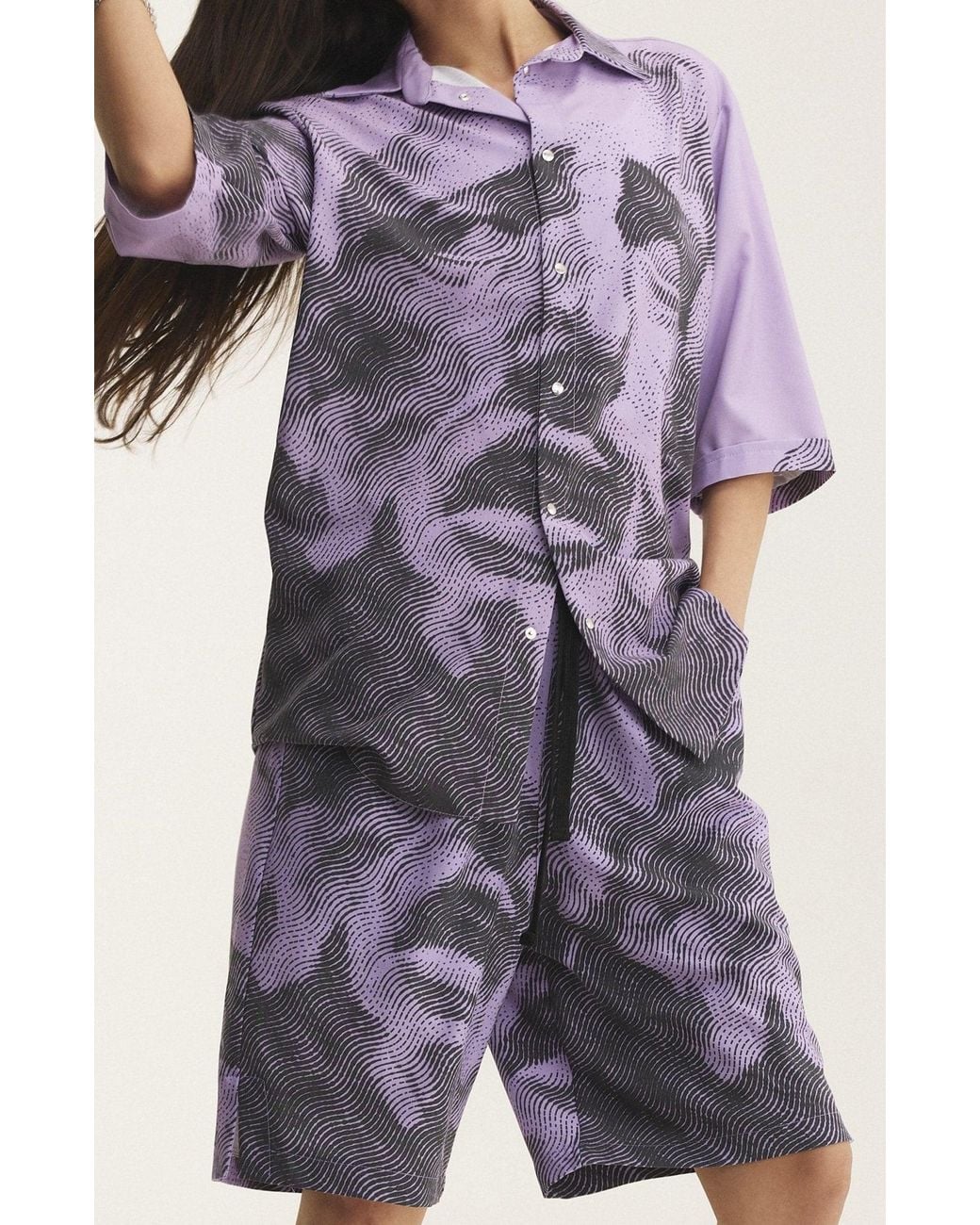 mysimplicated Purple Short Sleeve Shirt And Bermuda Set