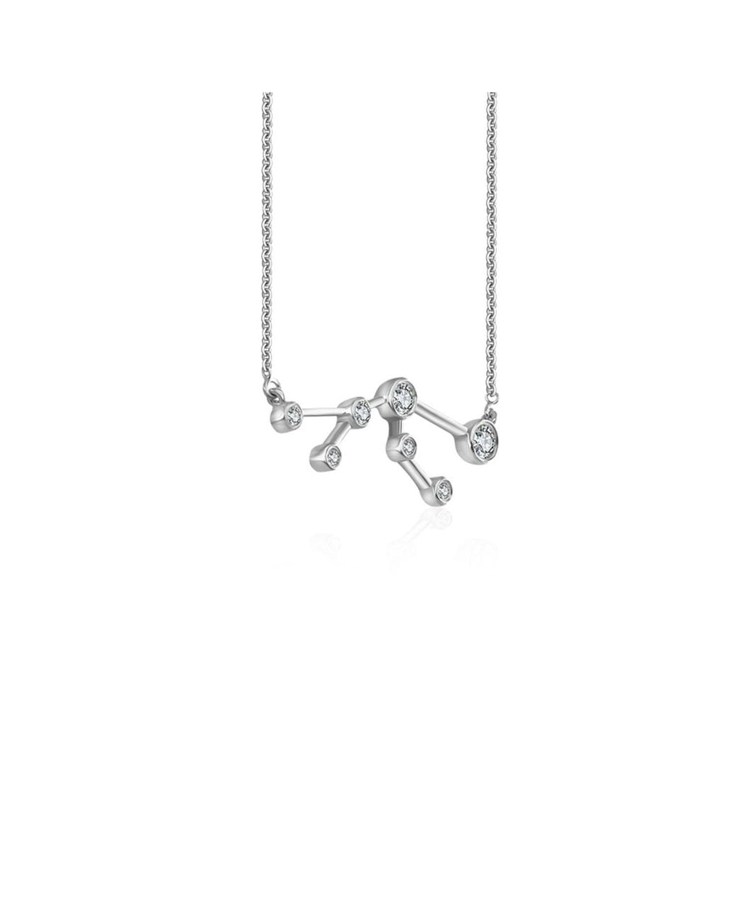 Genevieve Collection Metallic Taurus Zodiac Constellation Necklace 18K & Diamond