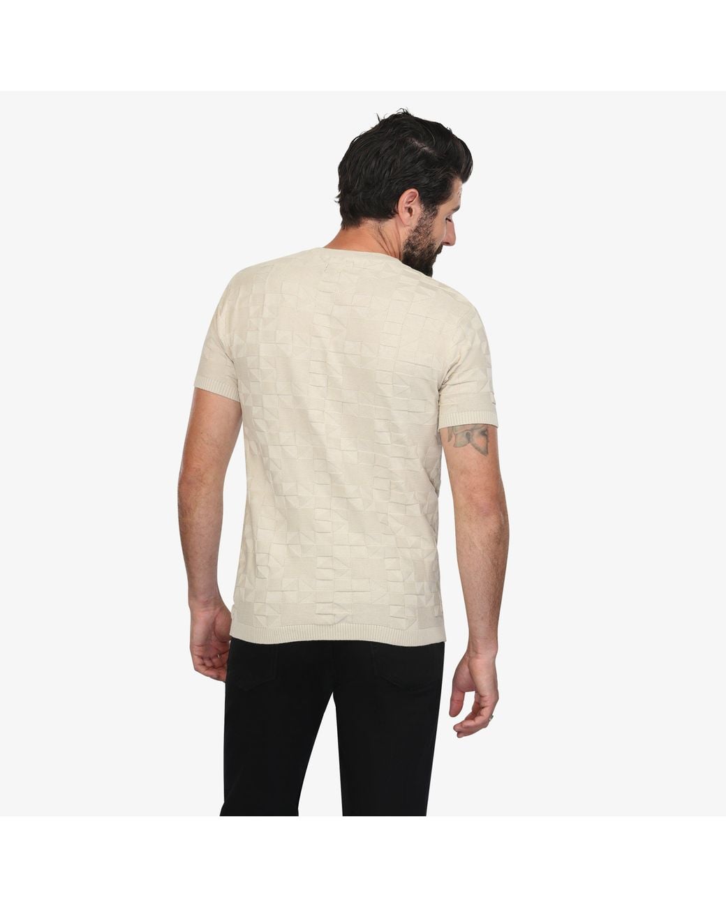 Vustra Natural Patterned Sand Knit Tee for men