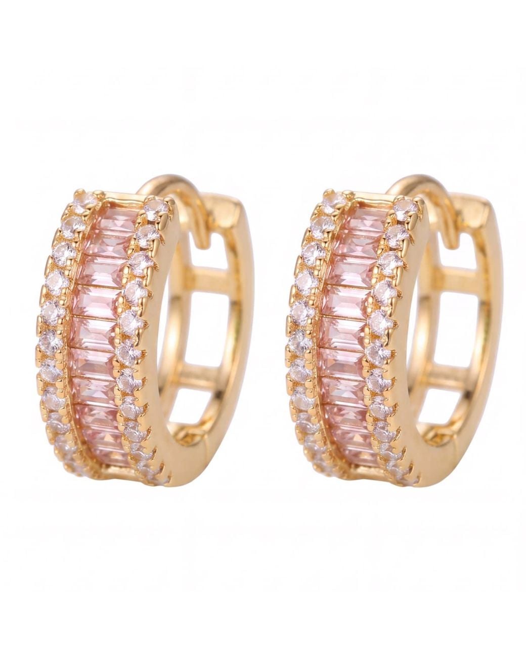 Latelita London Multicolor Baguette Huggie Hoop Earrings Morganite
