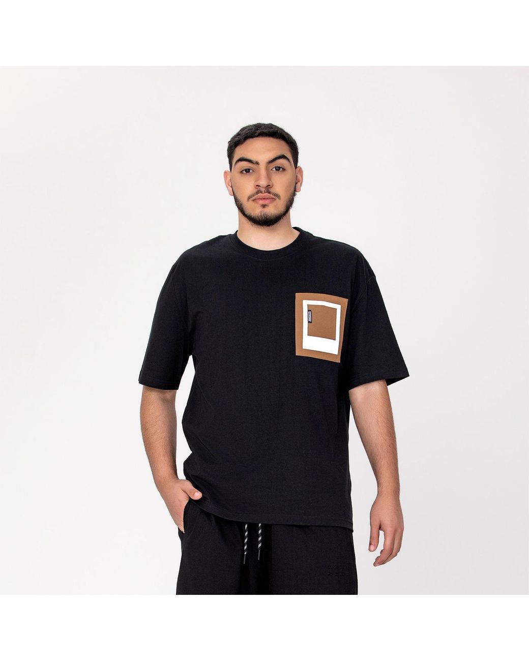 Smart and Joy Black Pocket Window T-Shirt for men