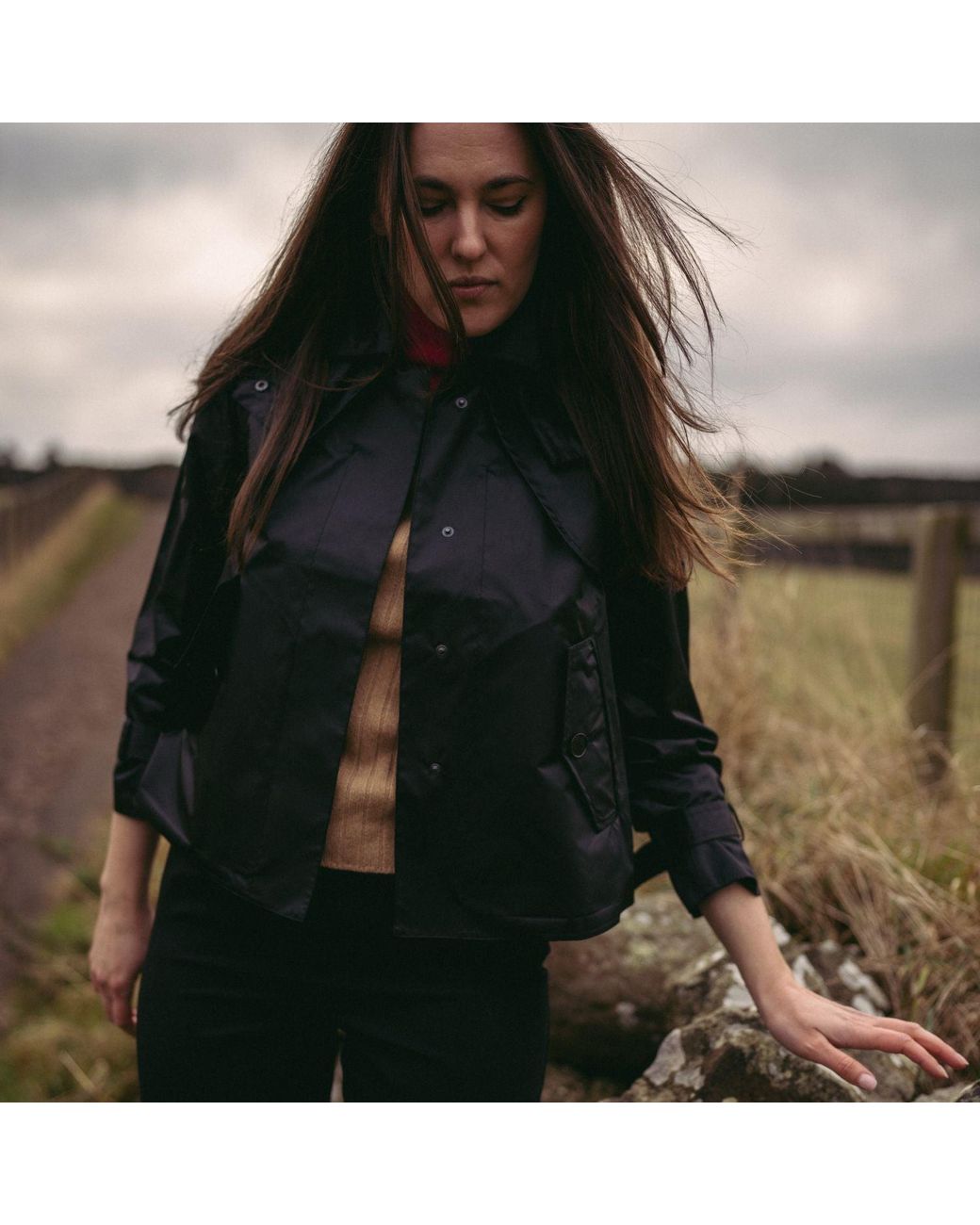 BEIRA Black Amelia Cropped Waterproof & Windproof Trench Jacket With Detachable Hood