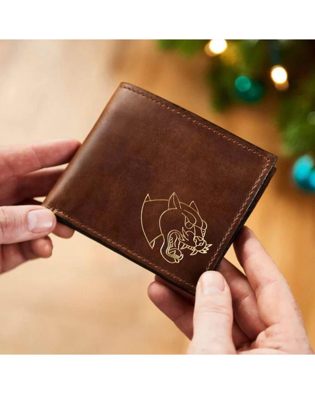 VIDA VIDA Brown Panther Leather Card Wallet for men