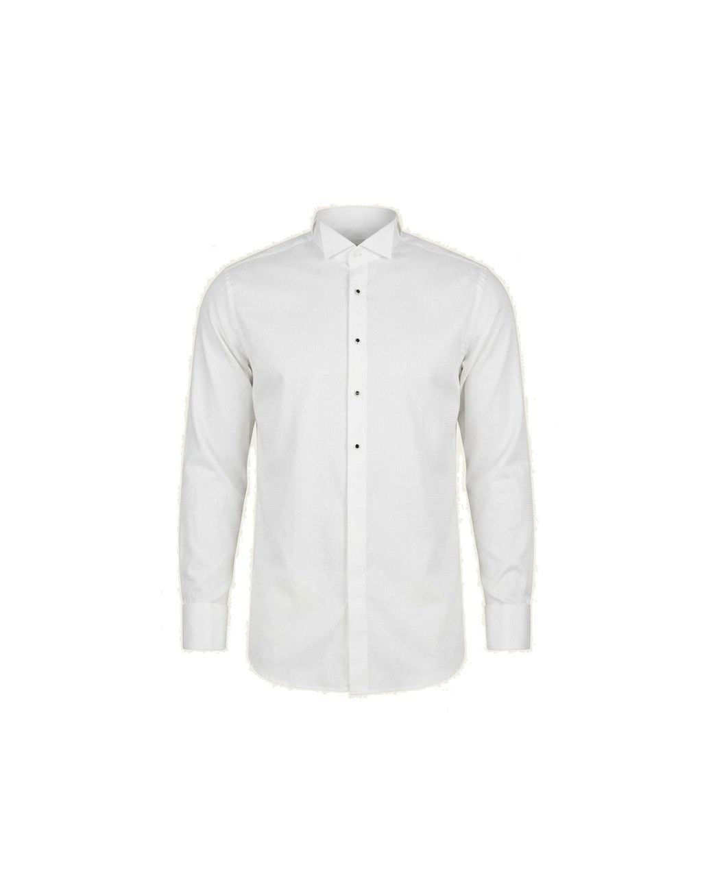 Ron Tomson White Wing Classical Top Front Stud Tuxedo Shirt for men