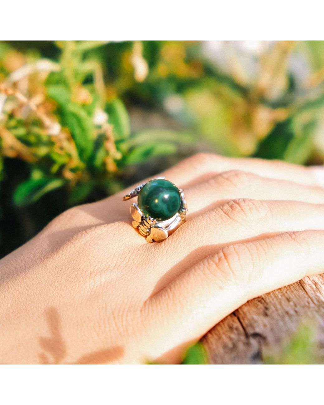 Unaloe Green Sterling Natural Malachite Ring For – Gemstone Statement Jewelry, Luxury Handmade Gift