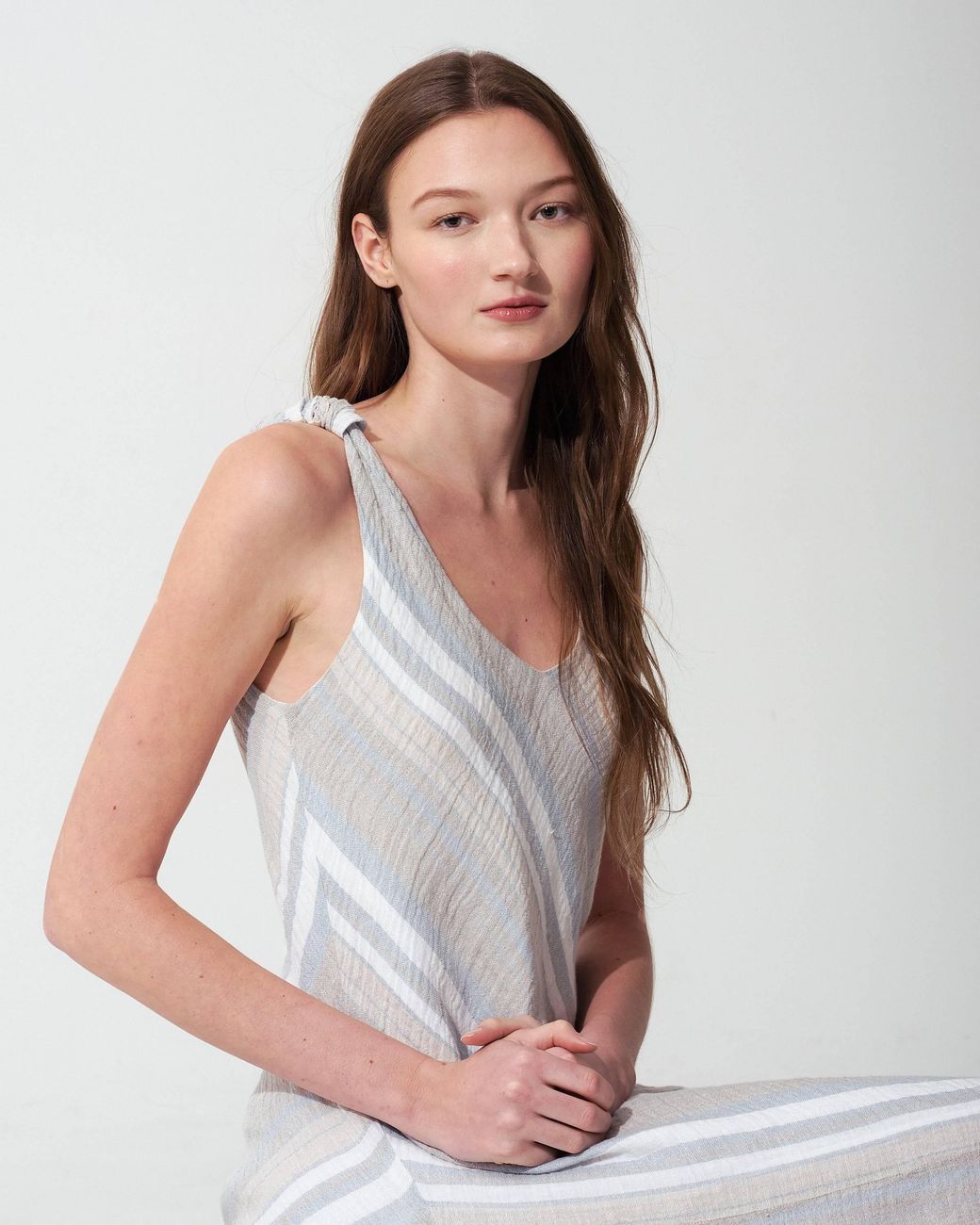 MARICEL White Rosanna Dress Soft-Waved Linen Gauze