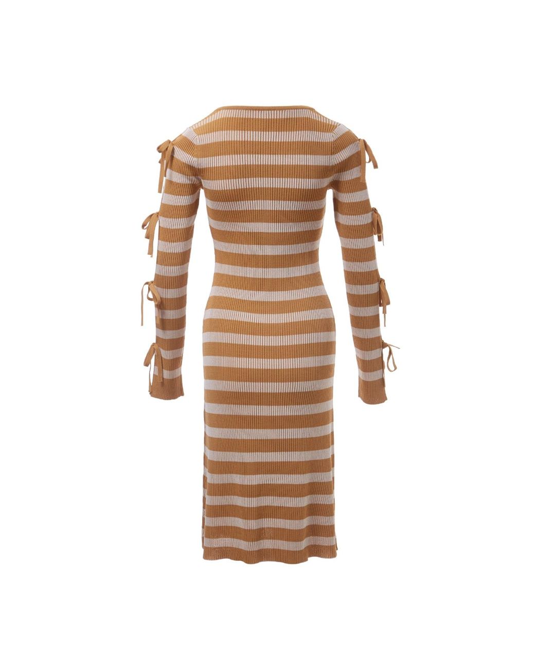 Fully Fashioning Brown Neutrals Alexandra Lacing Knit Dress