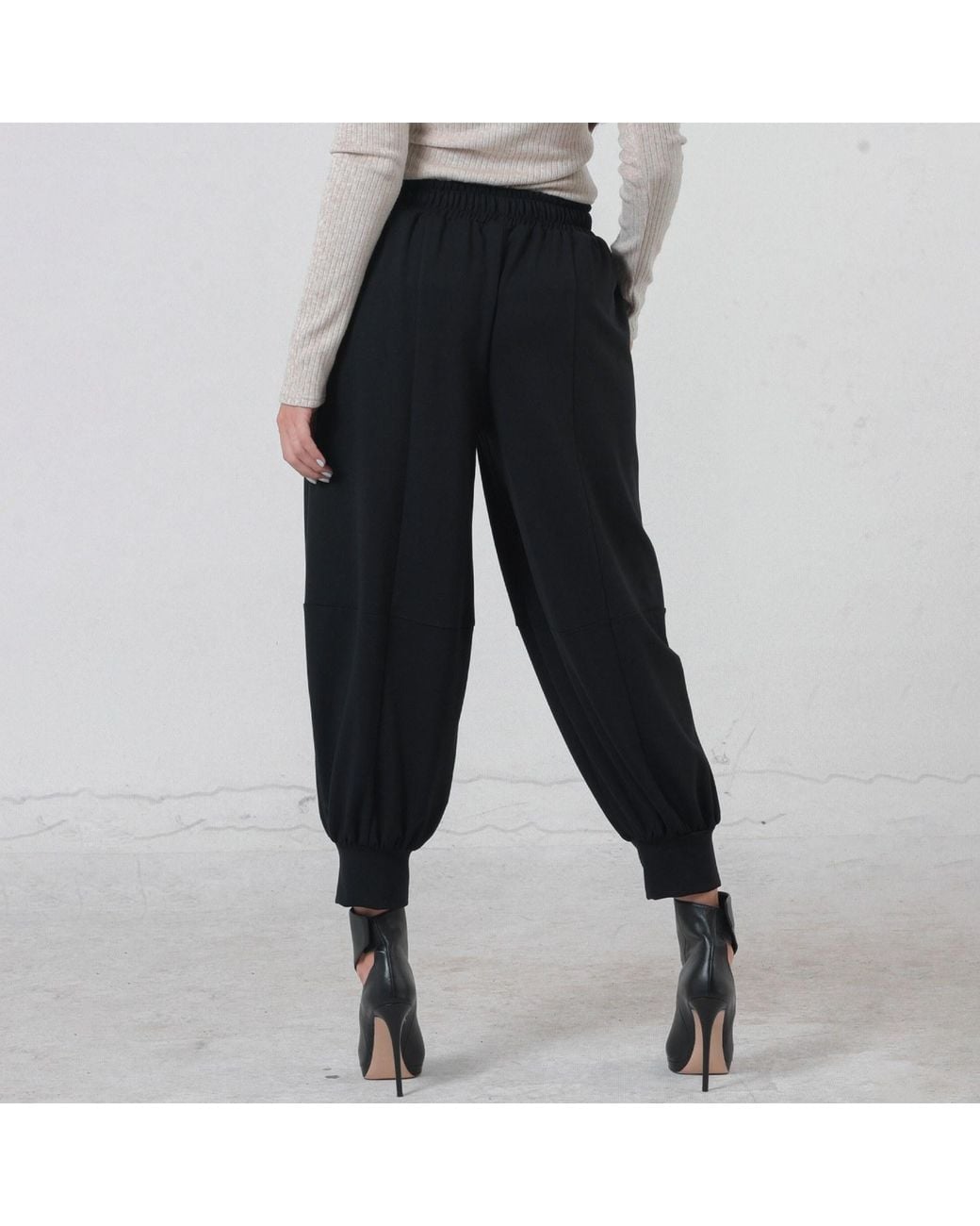 Metamorph Black Elastic Waist Harem Pants