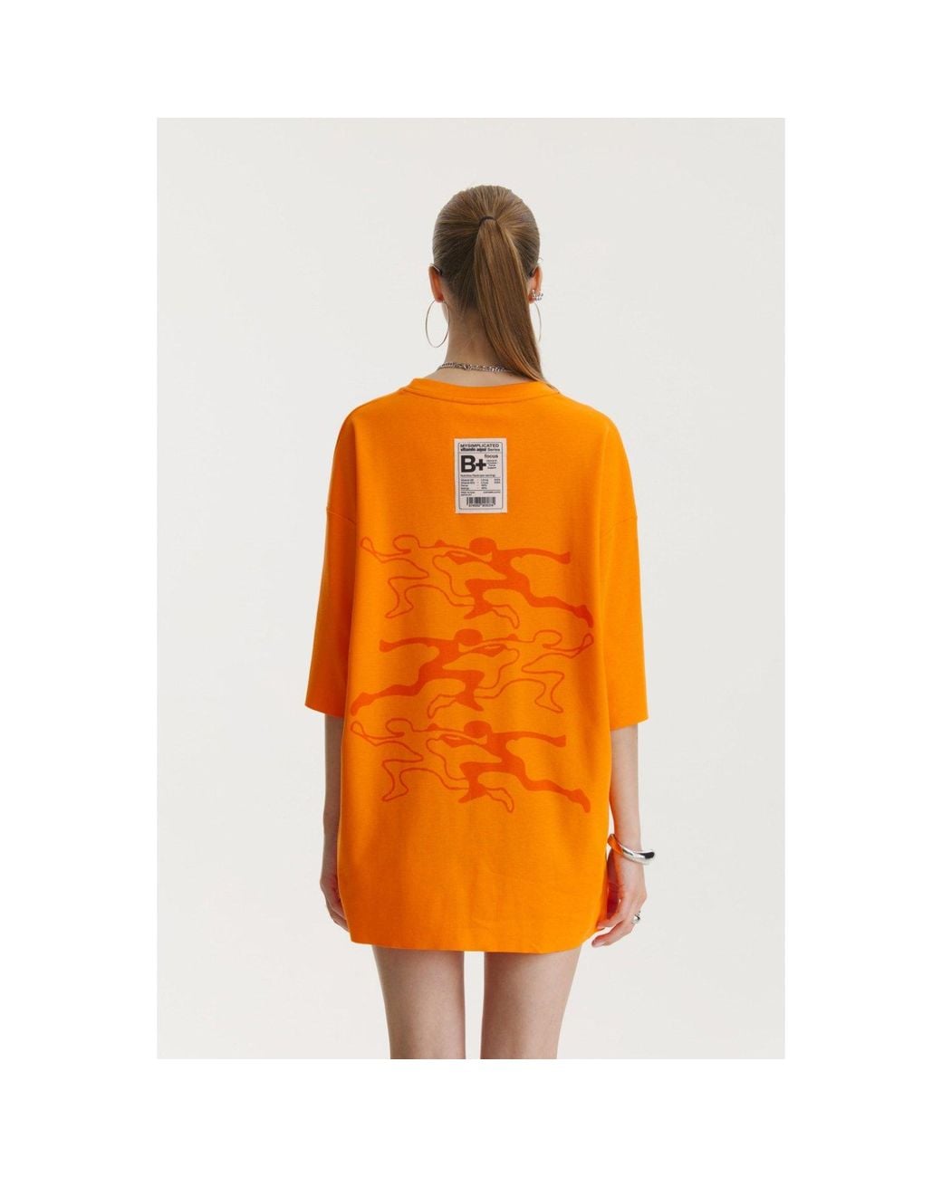 mysimplicated Orange Oversized T-Shirt With Vitamin Club Design W