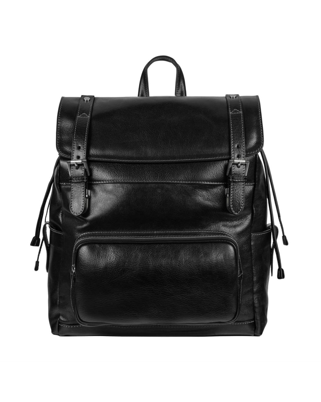 Time Resistance Black Leather Backpack for men