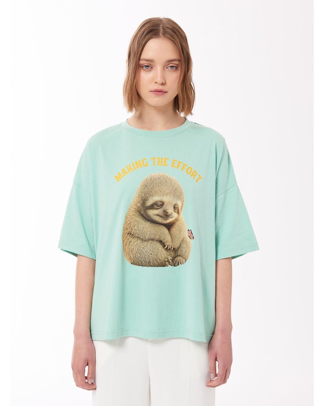 Sour Figs Green Sloth Print T-Shirt