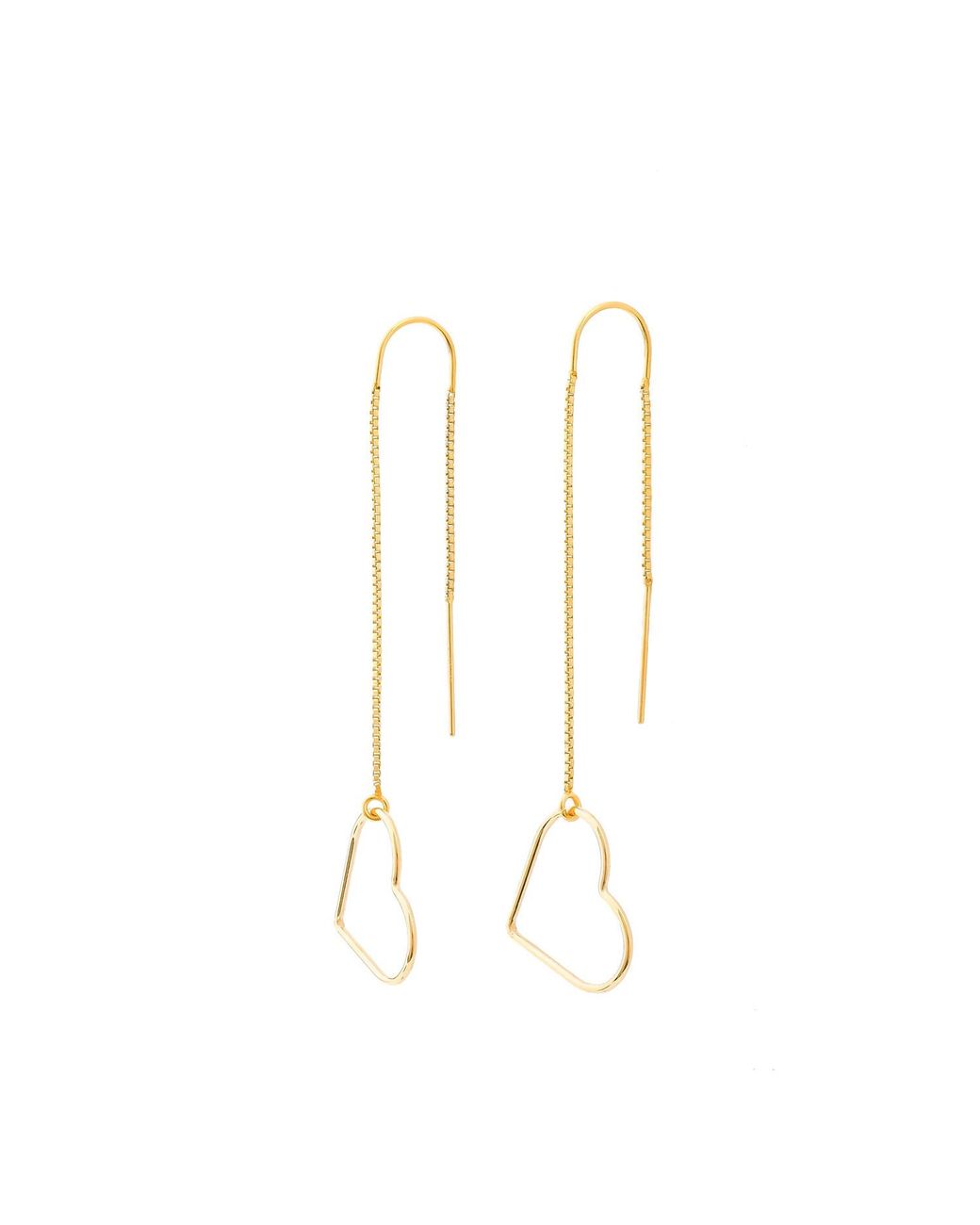 Oana Savu White Heart Dangle Chain Earrings