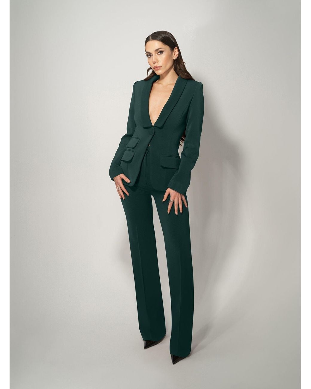 Tia Dorraine Green Vision Tailored Blazer & Trousers Suit