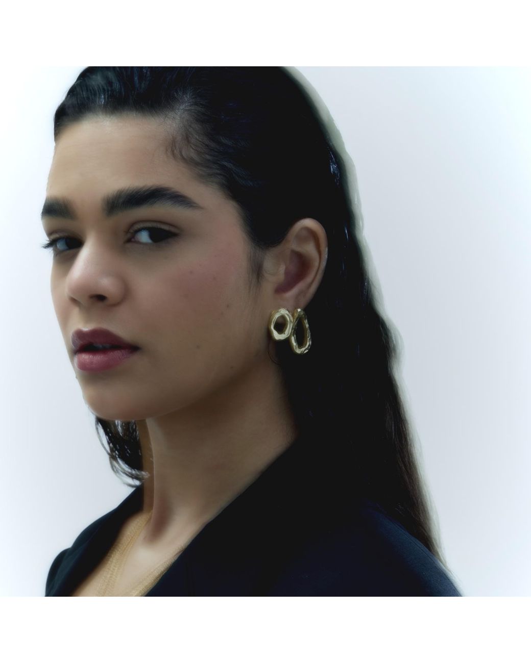 De Roms Metallic Molten Irregular Hoops Opposites Attract Earrings