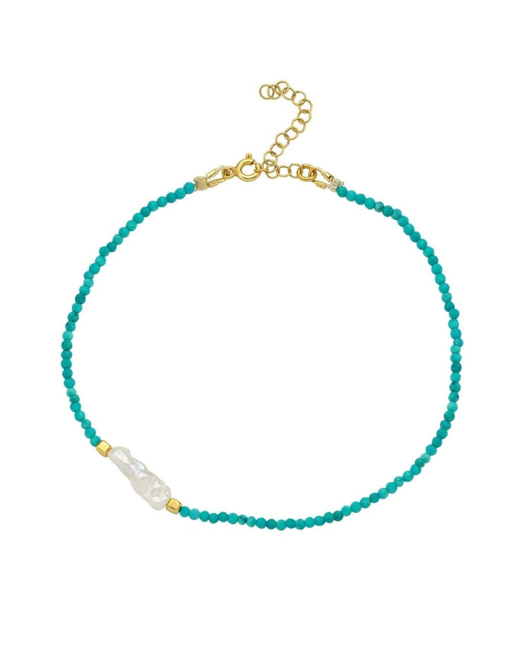LINYA JEWELLERY Blue Megy Small Pearl Anklet