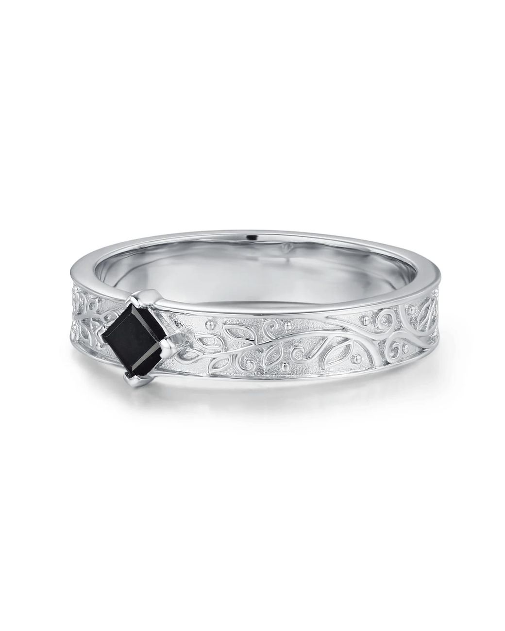Azura Jewelry New York Gray Oakleaf Onyx Ring Vermeil for men