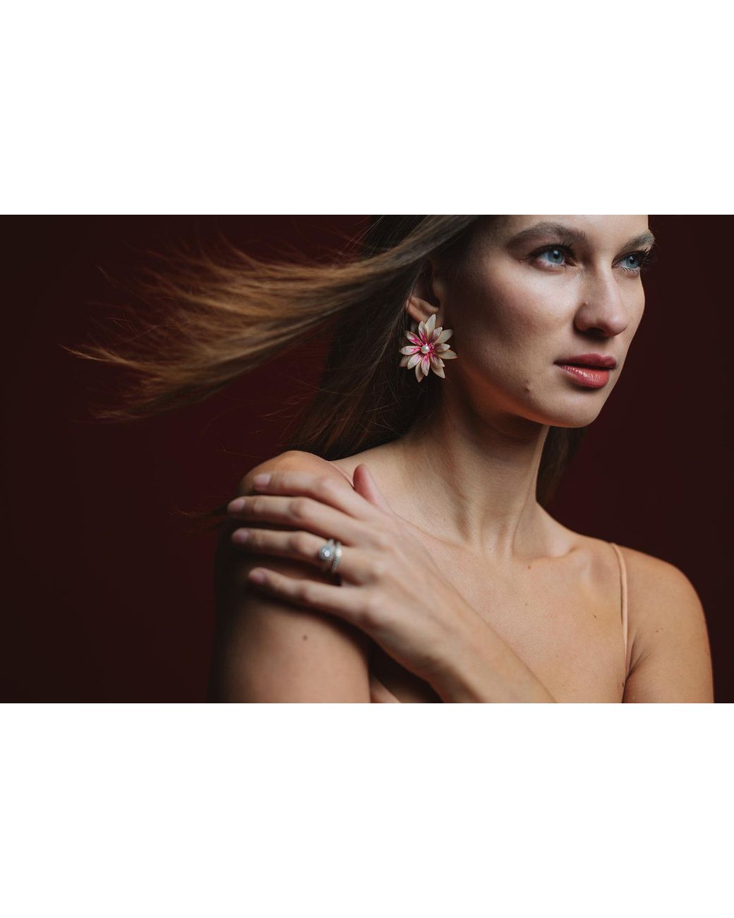 The Pink Reef White Hand Painted Azalea Earrings