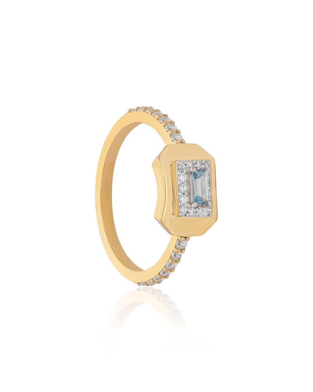 The Jewelz White Aqua Innes Signet Ring