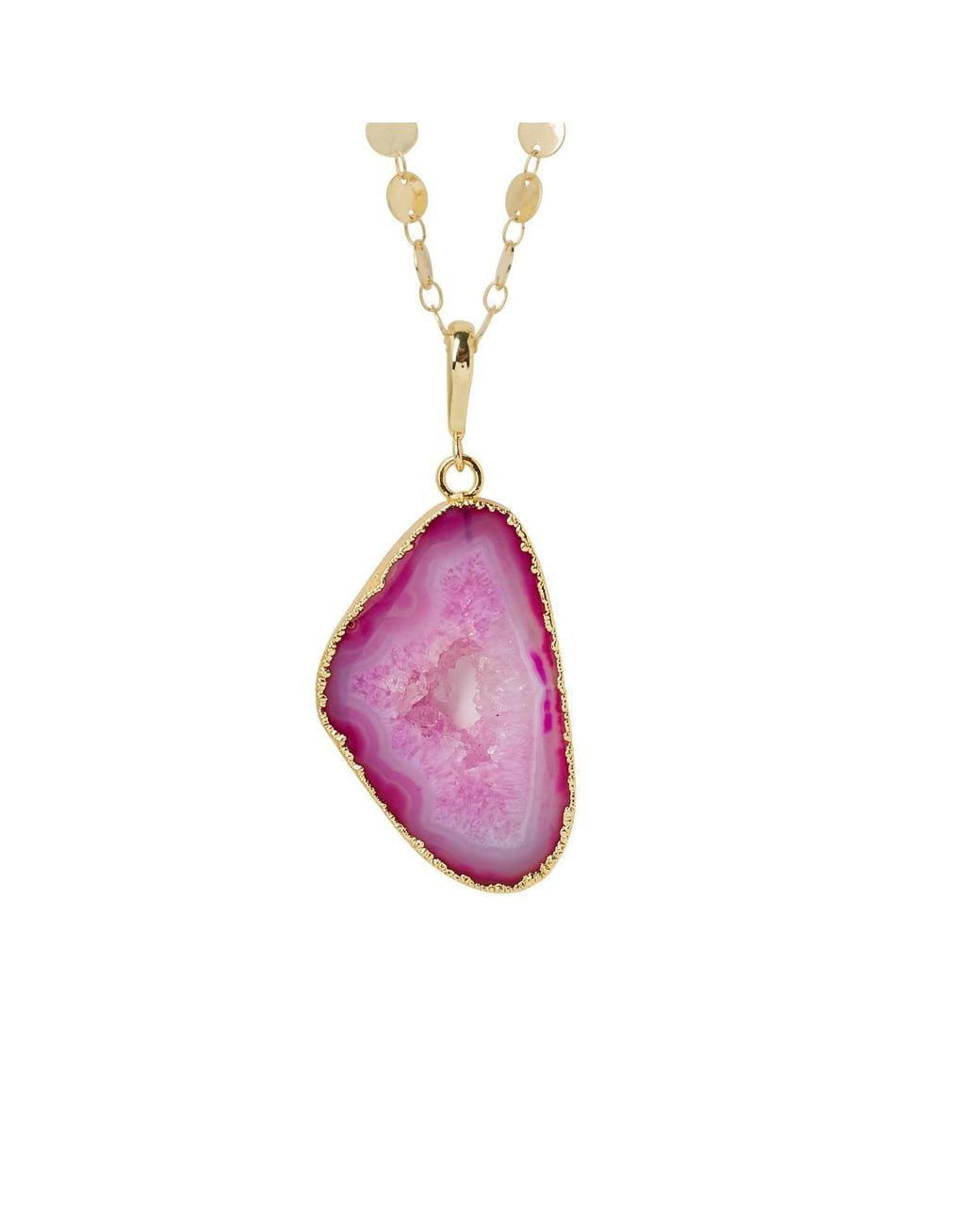 YAA YAA LONDON Metallic Ultra Fuchsia Pink Agate Super-long Gold Pendant Necklace