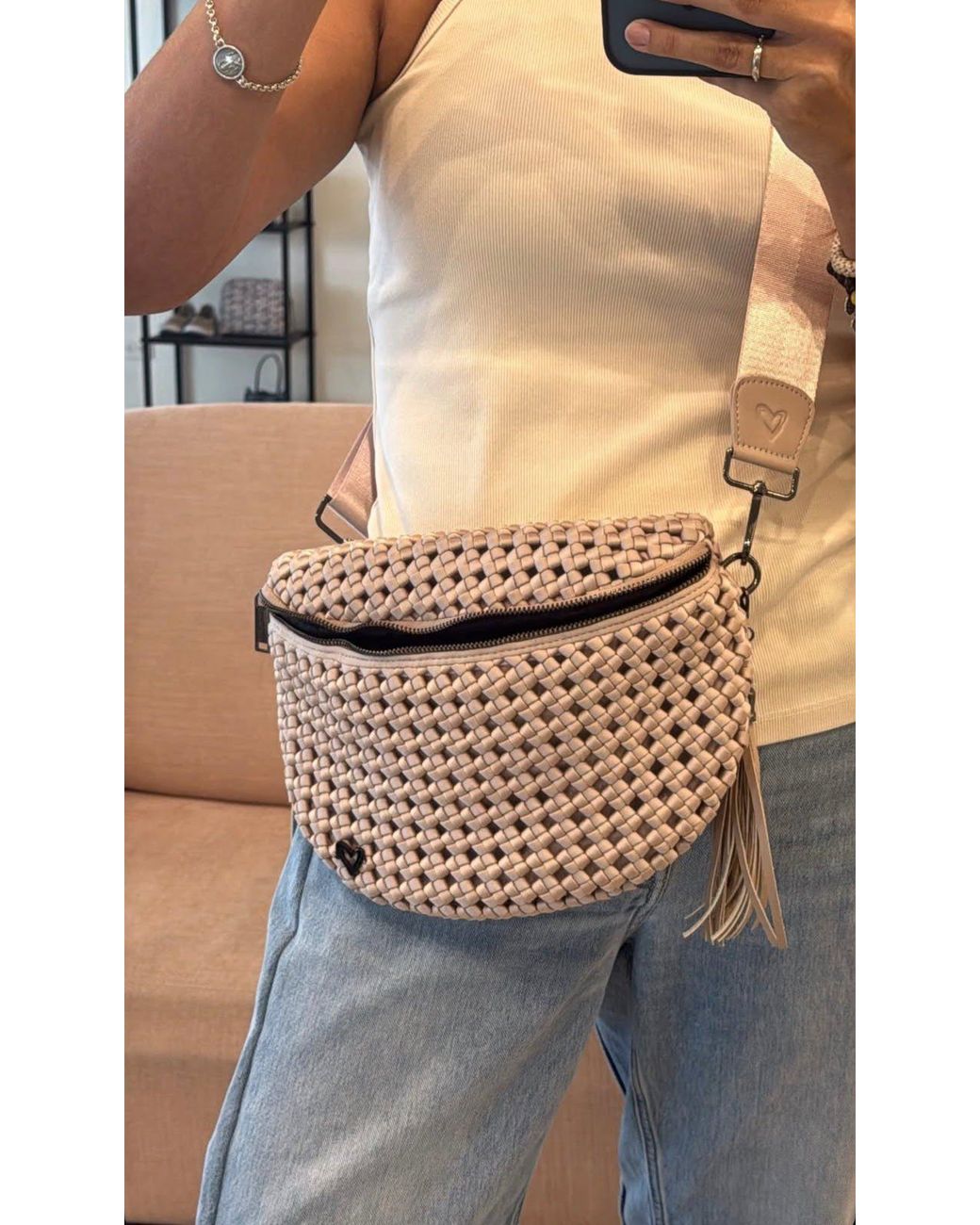 Prenelove Metallic New: Lambton Woven Hand Knotted Crossbody Bag