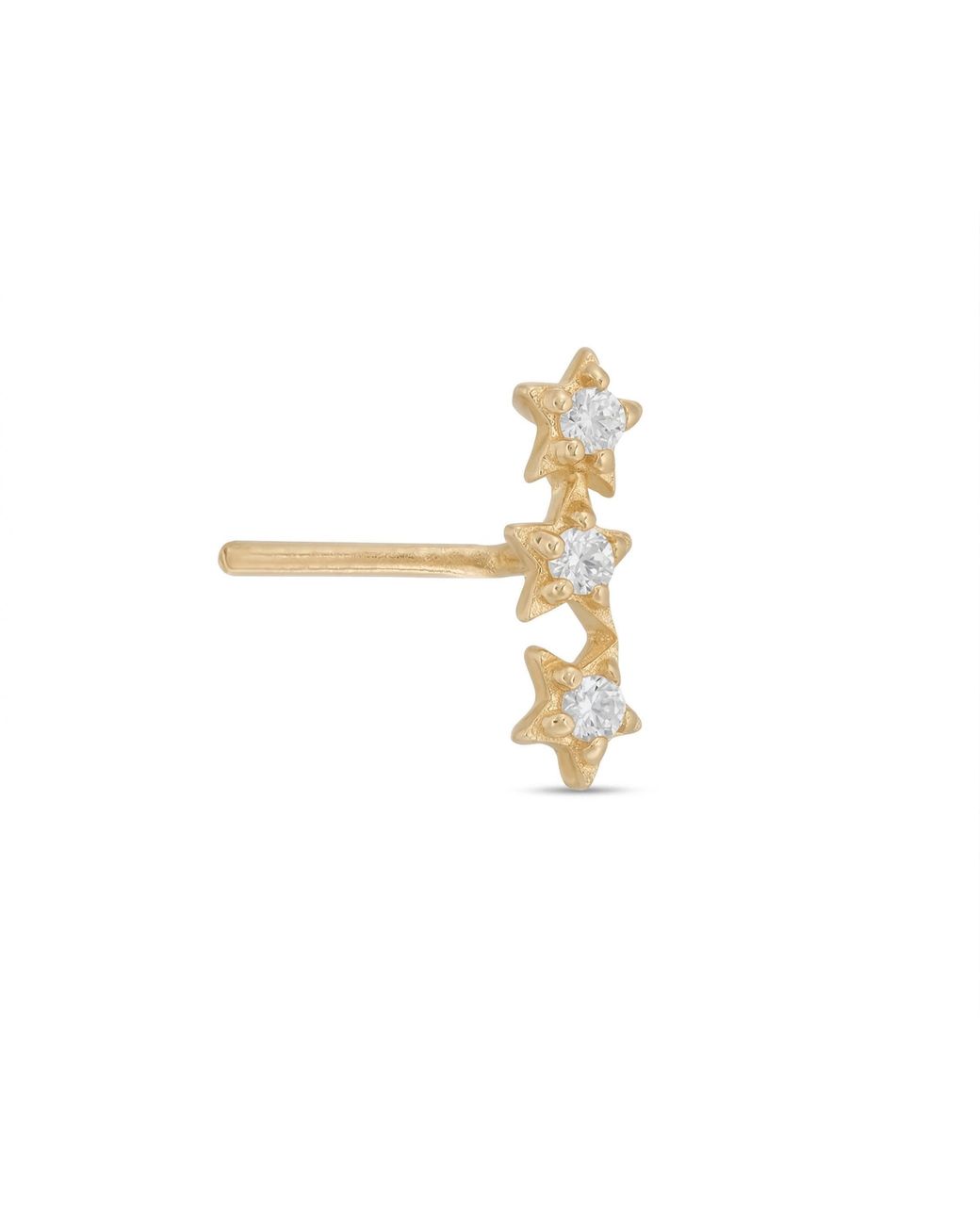 Zahav Jewelry White 14K Solid 24G Star Cz Nose Stud