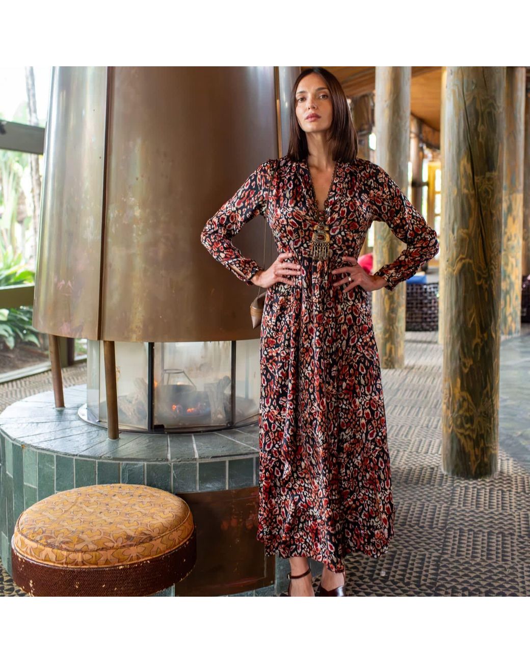 Jennafer Grace Brown Sasha Leopard Minaret Dress