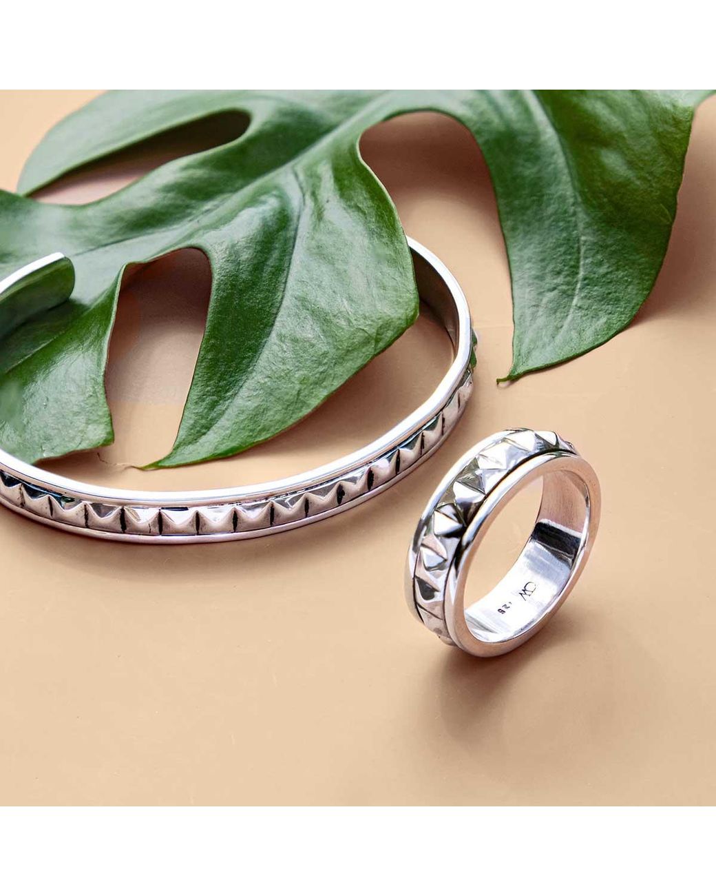 Charlotte's Web Jewellery Metallic Pyramid Cuff Bracelet for men