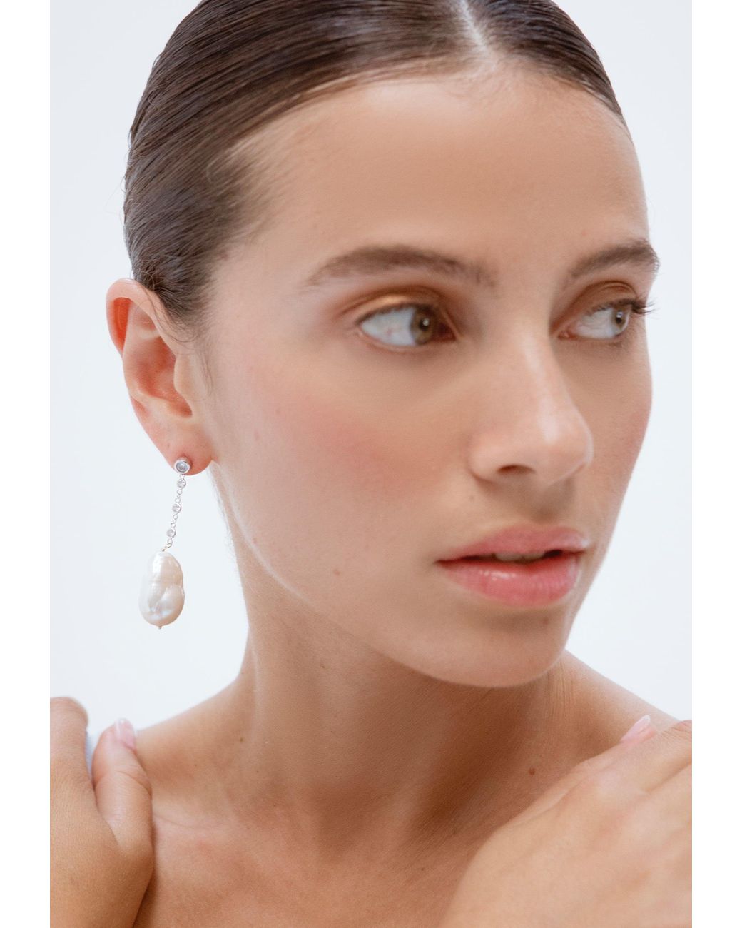 Lavani Jewels White Celine Baroque Pearl Earrings