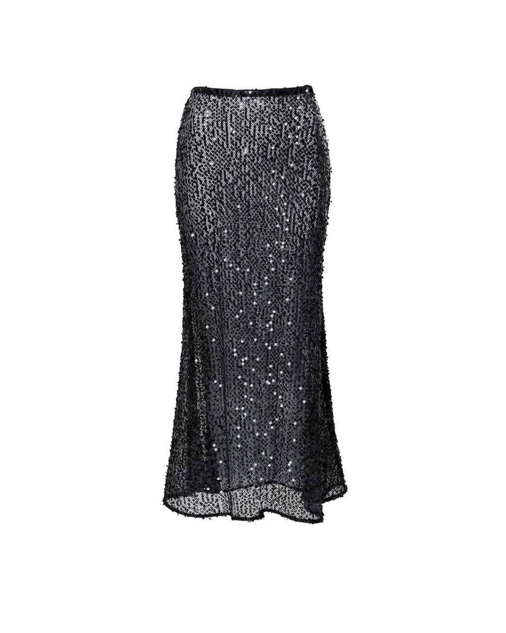 AGGI by HALEWSKI Black Eliza Sparkle Midi Sequin Slip Skirt