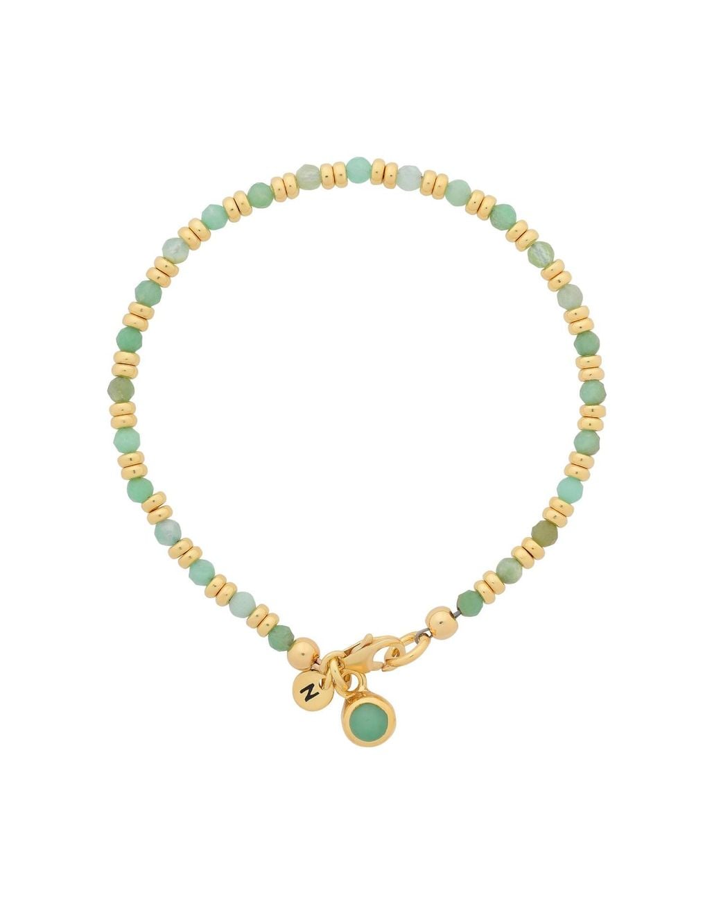 Nellou Jewellery Metallic Linear May Birthstone Bracelet Chrysoprase Plated Sterling