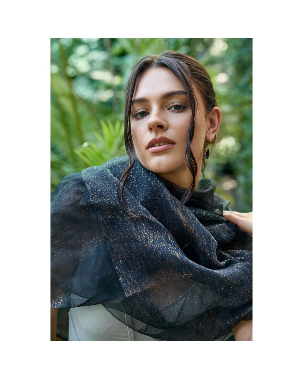 Saachi Gray Silk Sparkle Wrap Scarf