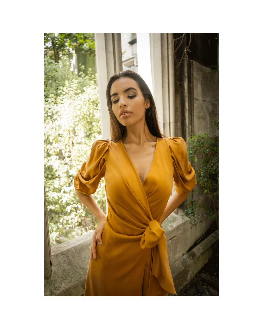 Femponiq Brown Draped Vegan-cupro Wrap Dress