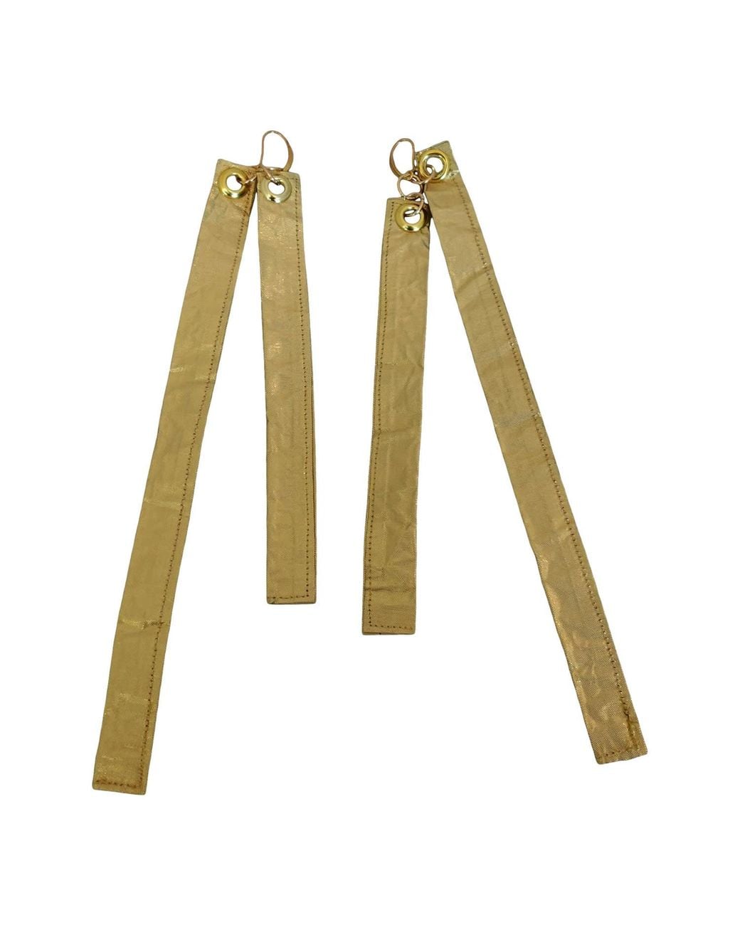 Romer Millinery Green Metallic Silk Bar Earings
