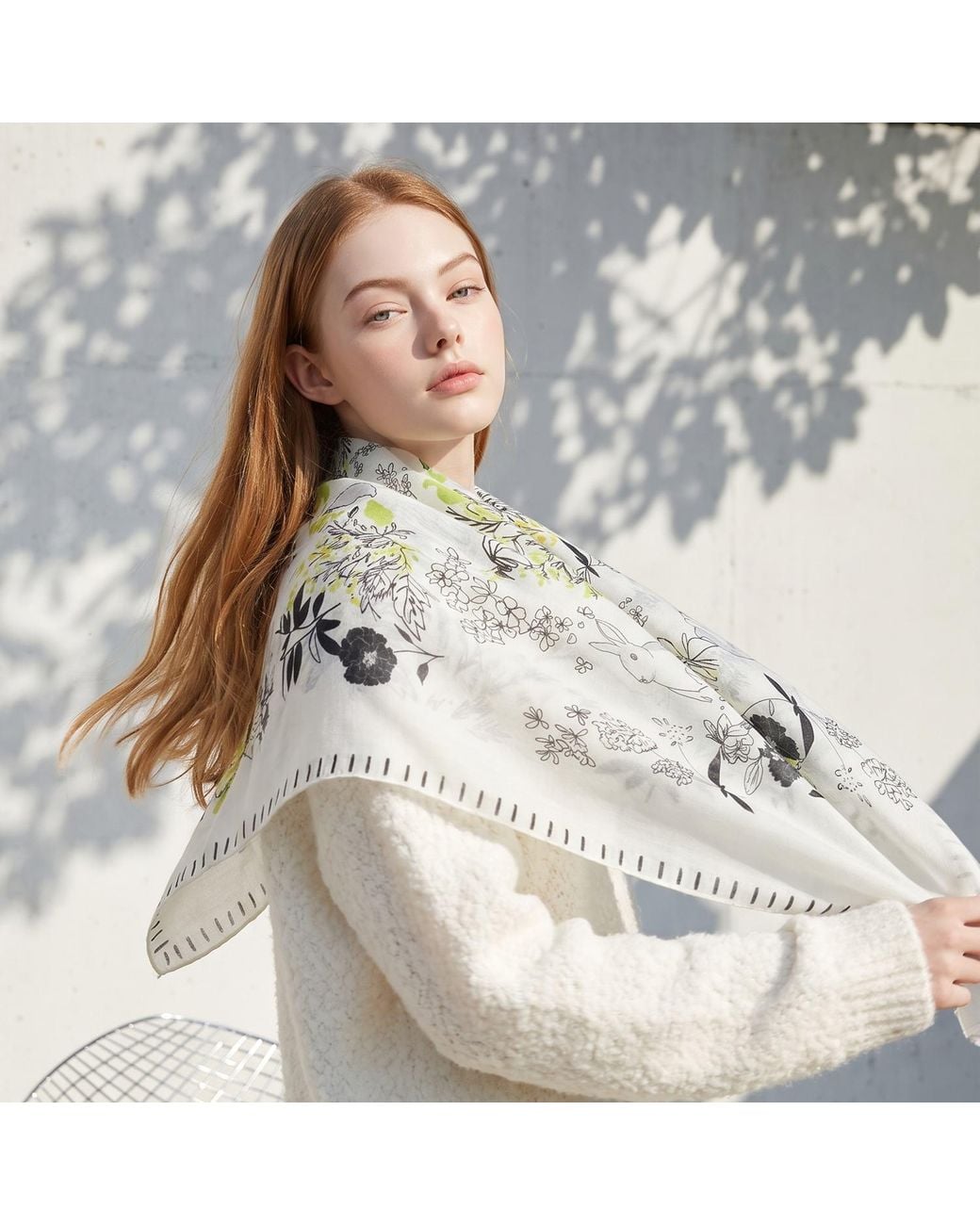Ana Maison Gray Lovely Rabbit Second Silk Wool Scarf