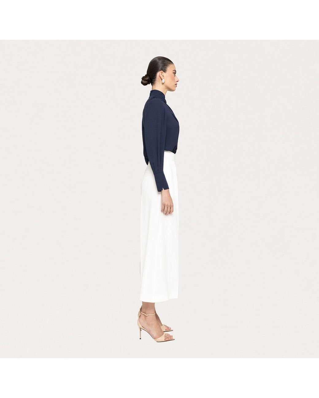 Nissa White High-Waisted Culottes