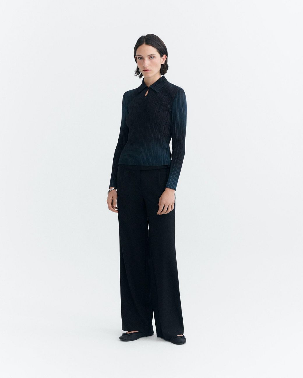 Thinking Mu Blue Whisper Agostina Pleated Top