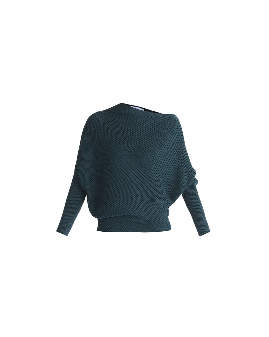 Paisie Green Draped Knitted Jumper