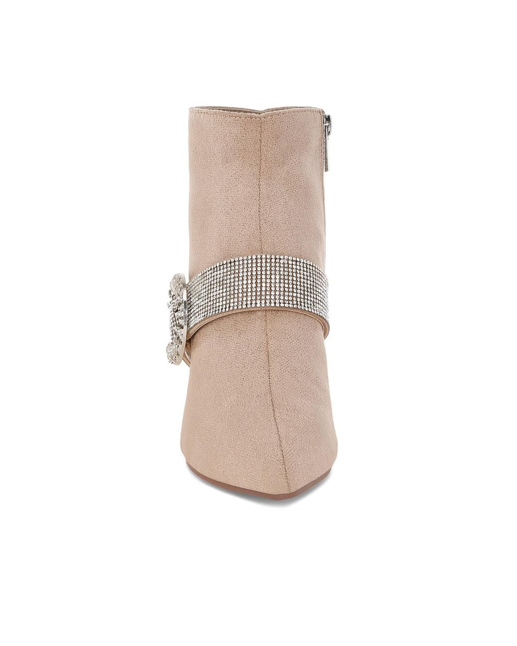 Rag & Co Brown Neutrals Asagao Diamante & Rhinestones Strap Boots