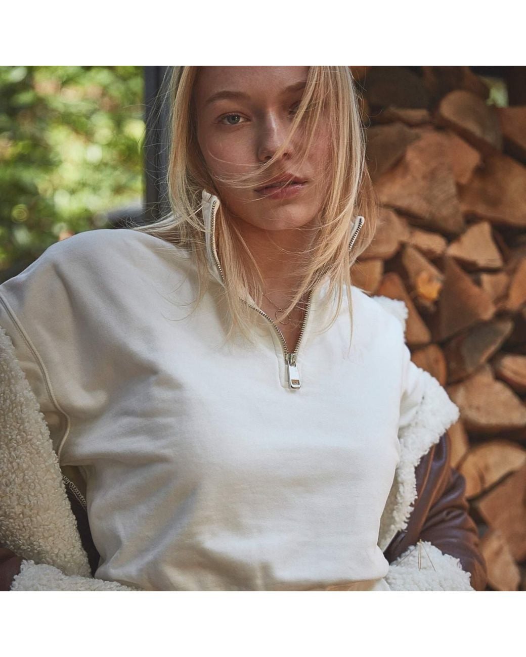 VLD Natural Neutrals Runyon Cropped Quarter-Zip Sweatshirt