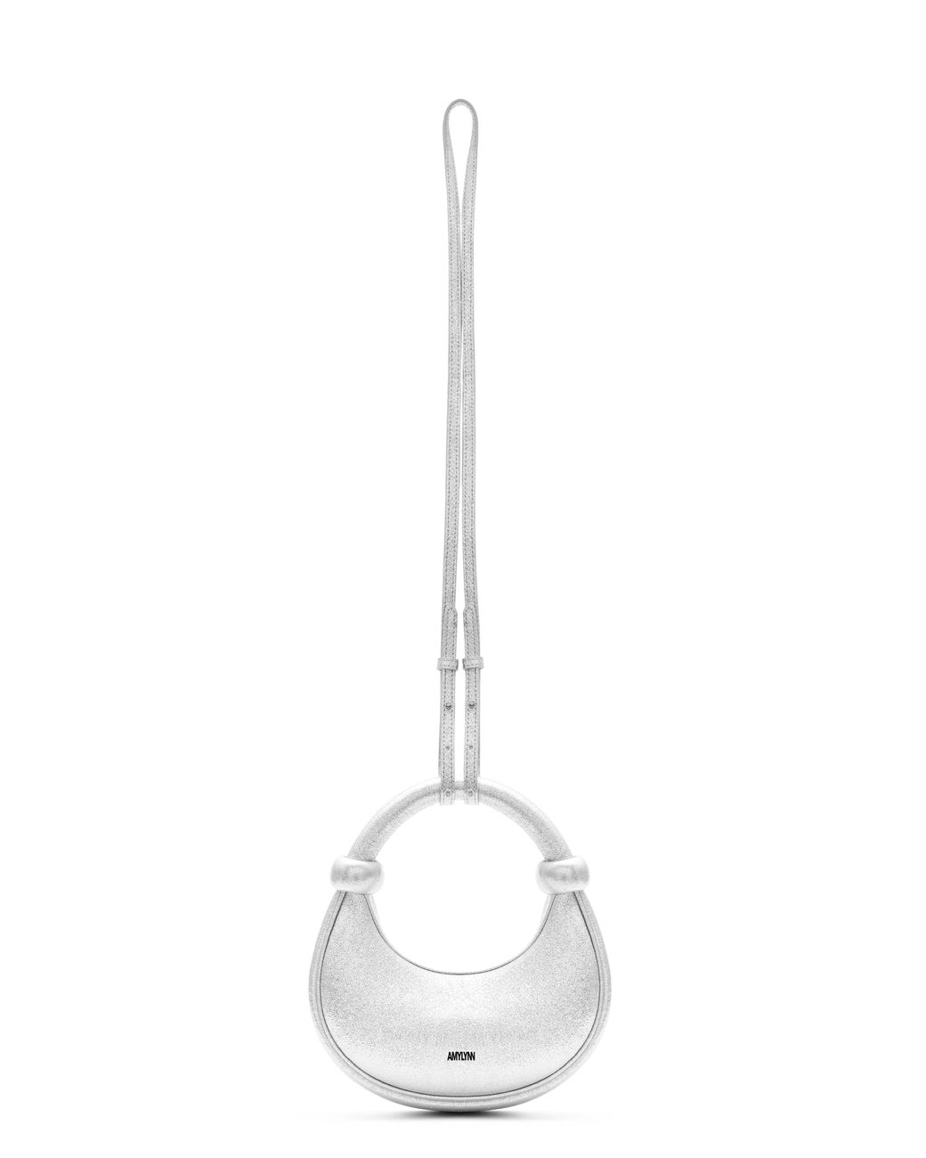 Amy Lynn White Kyoto Sparkle Leather Crossbody Crescent Bag